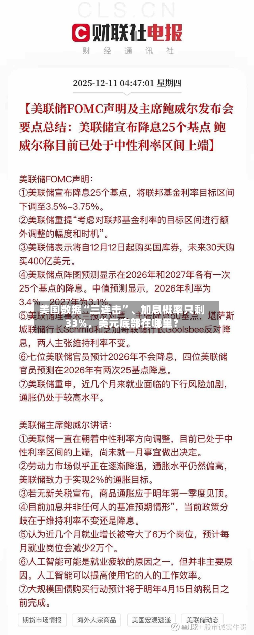 美国数据“三连击”、加息概率只剩33%，美元底部在哪里？-第1张图片