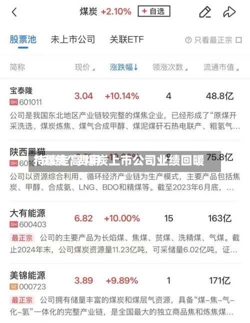 “双焦”费用持续走高 煤炭上市公司业绩回暖-第2张图片