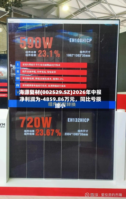 海源复材(002529.SZ)2026年中报净利润为-4859.86万元	，同比亏损缩小-第1张图片