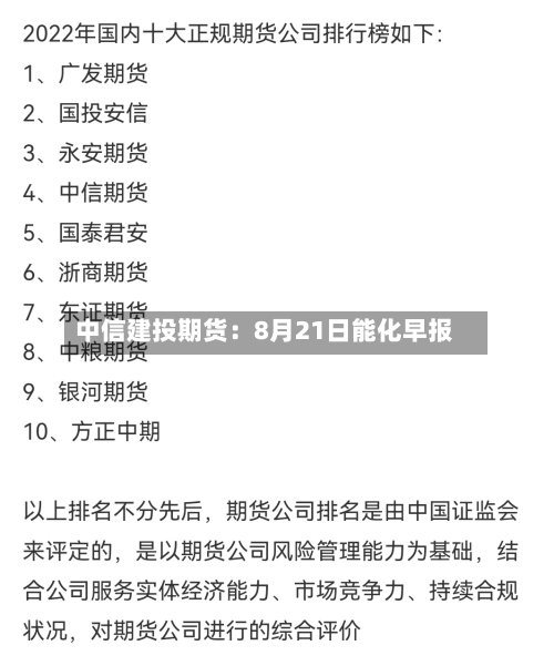 中信建投期货:8月21日能化早报-第1张图片