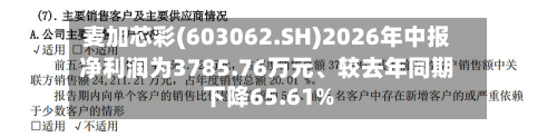 麦加芯彩(603062.SH)2026年中报净利润为3785.76万元、较去年同期下降65.61%-第1张图片
