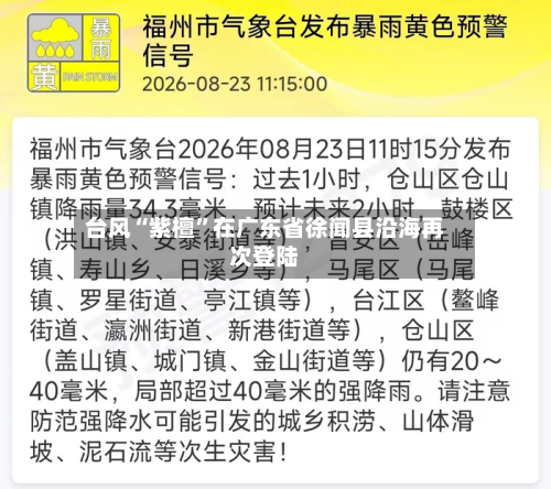 台风“紫檀”在广东省徐闻县沿海再次登陆-第1张图片